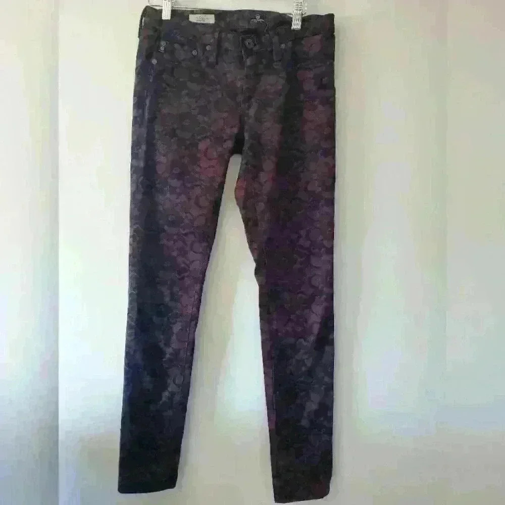 AG Adriano Goldschmied the legging purple and black flowered pants size 26